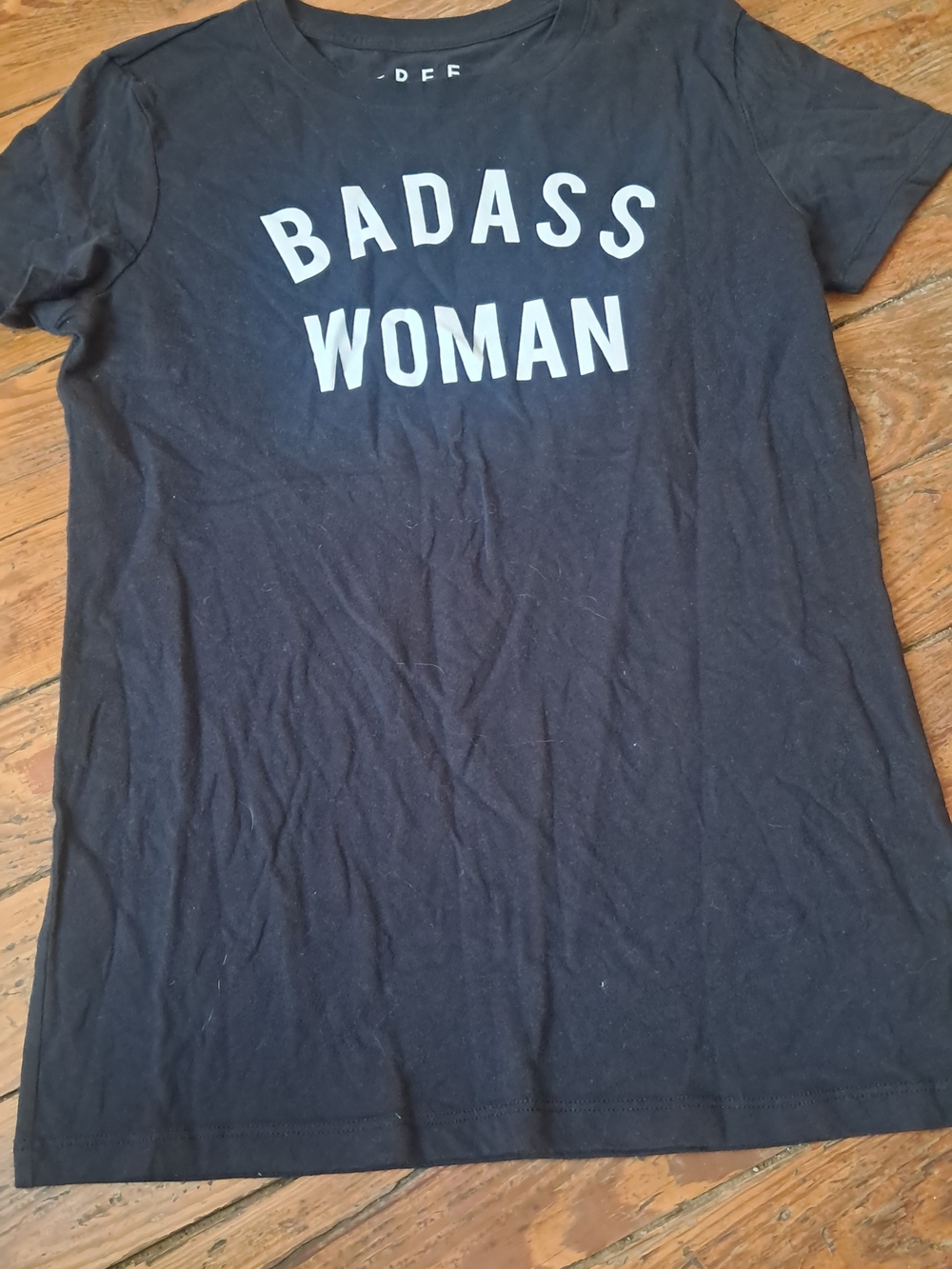 Free State Black Tee with White 'BADASS WOMAN' Graphic